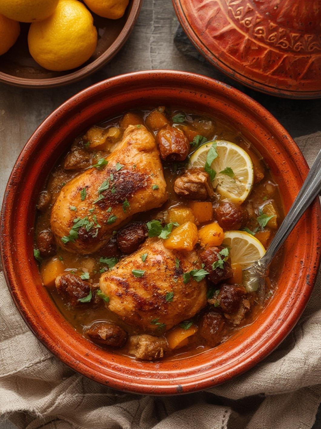 chicken tagine with lemon dates and apricots