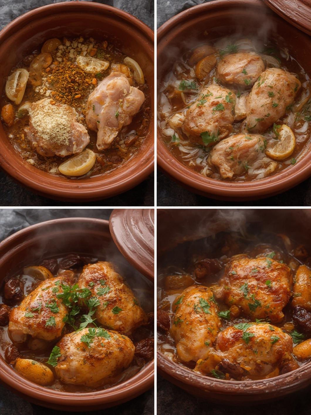 chicken tagine with lemon dates and apricots 6