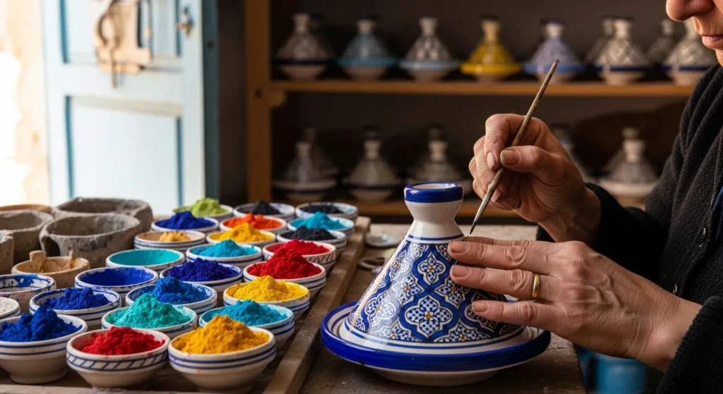 Fatima of Safi: The Woman Who Paints Stories Into Clay 1 Geometric patterns Moroccan tagine