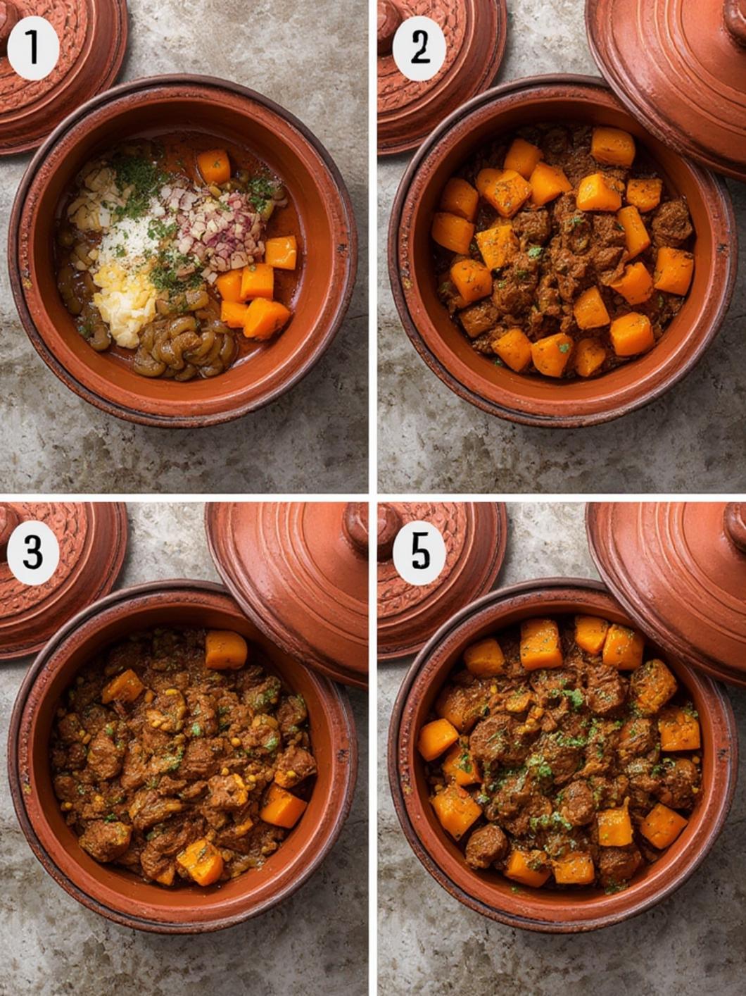 Beef Tagine with Butternut Squash Recipe 2 Beef tagine with butternut squash served in a traditional Moroccan tagine pot