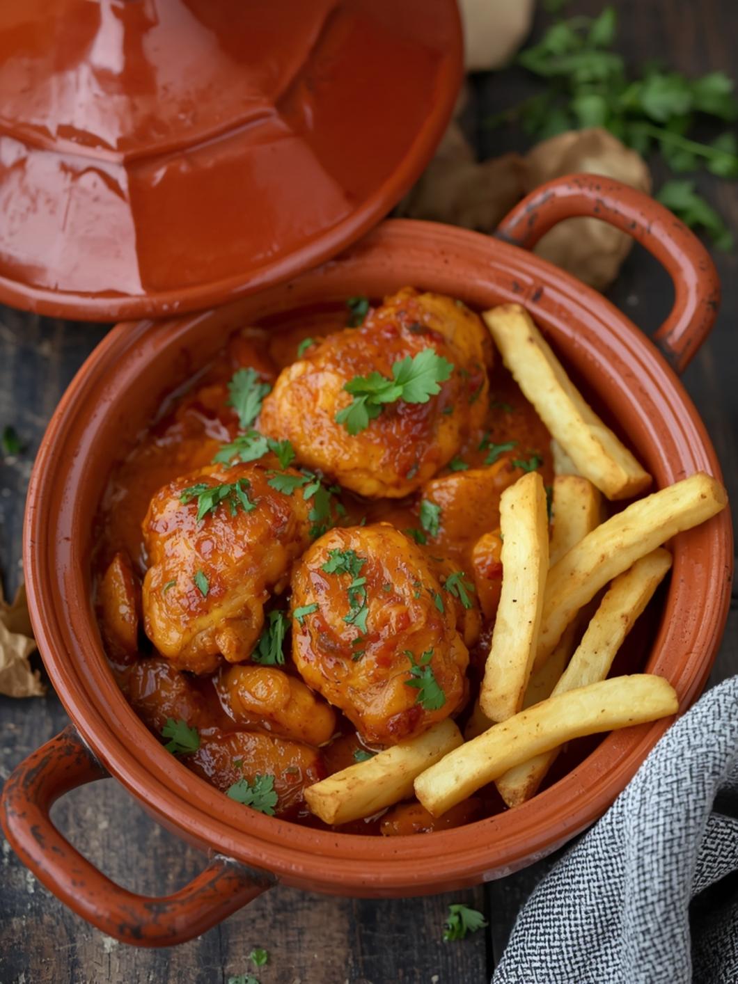 Chicken Tagine With Fries Recipe 1 chicken tagine with fries