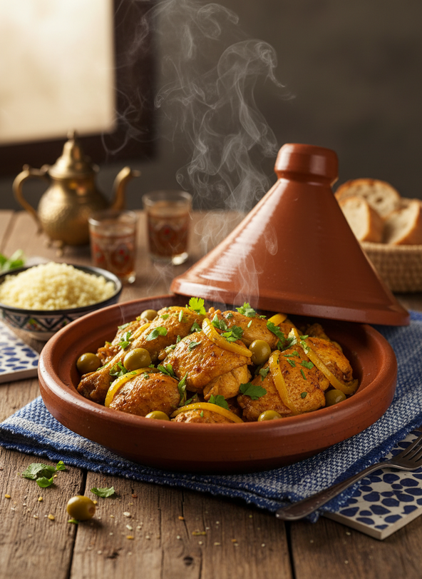 fish tagine with saffron onions