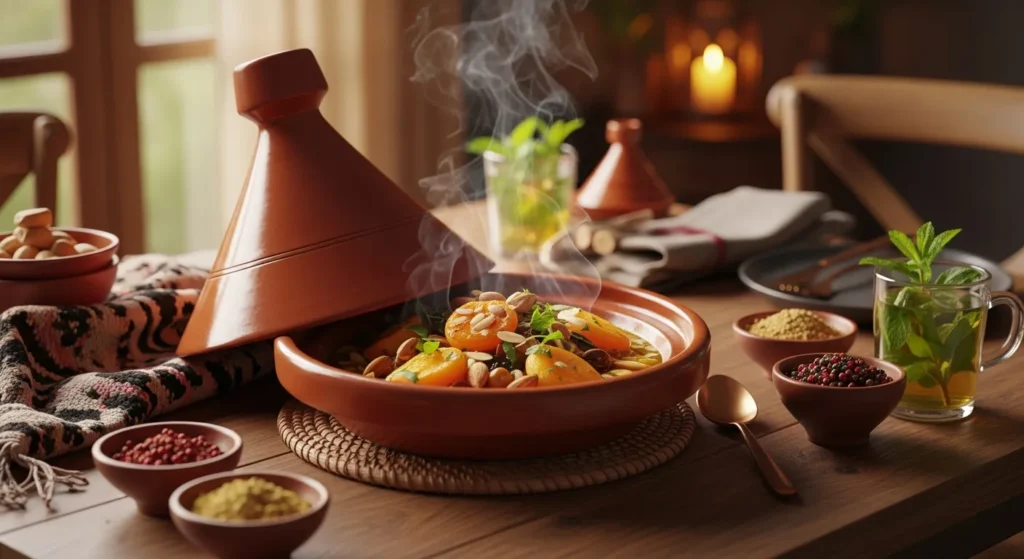 traditional Moroccan terracotta clay tagine