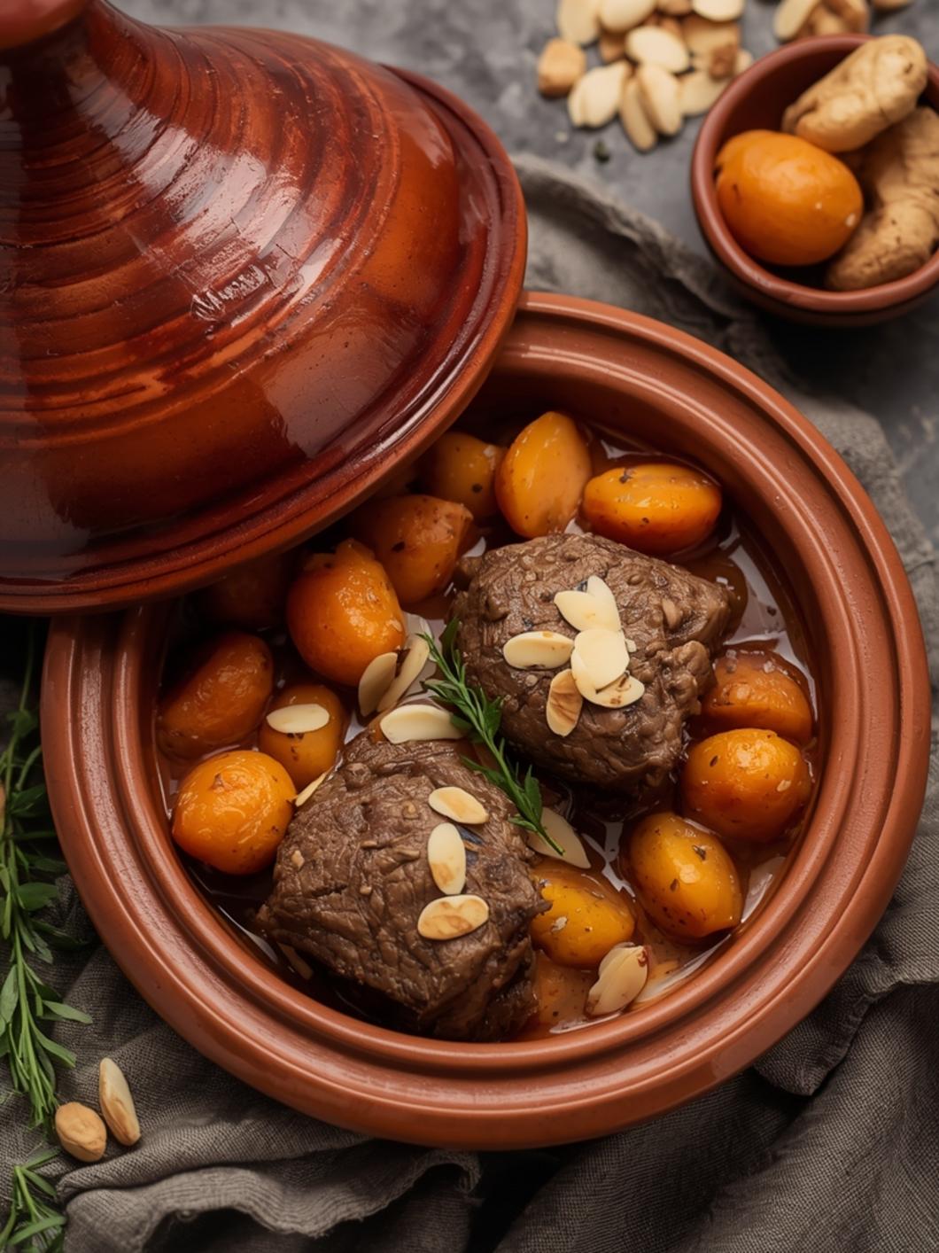 Veal Tagine with Apricots and Almonds Recipe 1 veal tagine with apricots and almonds