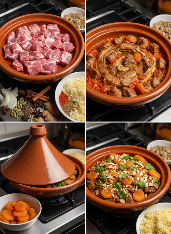 lamb tagine with apricots steps 1
